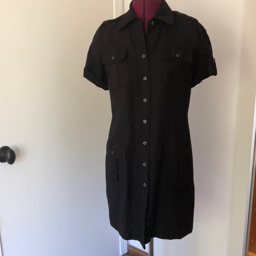 Black linen shirt dress size 6